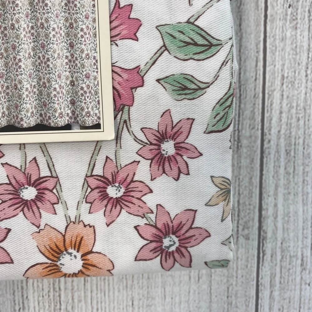 Rachel Zoe Shower Curtain Floral White Pink Botanical Cotton Blend Cottagecore